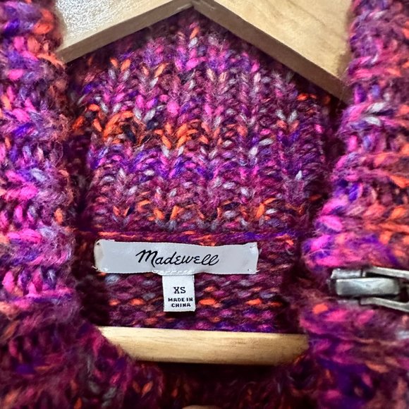 RARE Madewell Wool Alpaca Multicolored Zip-Turtle Neck Sweater Womens Size XS - Picture 6 of 12